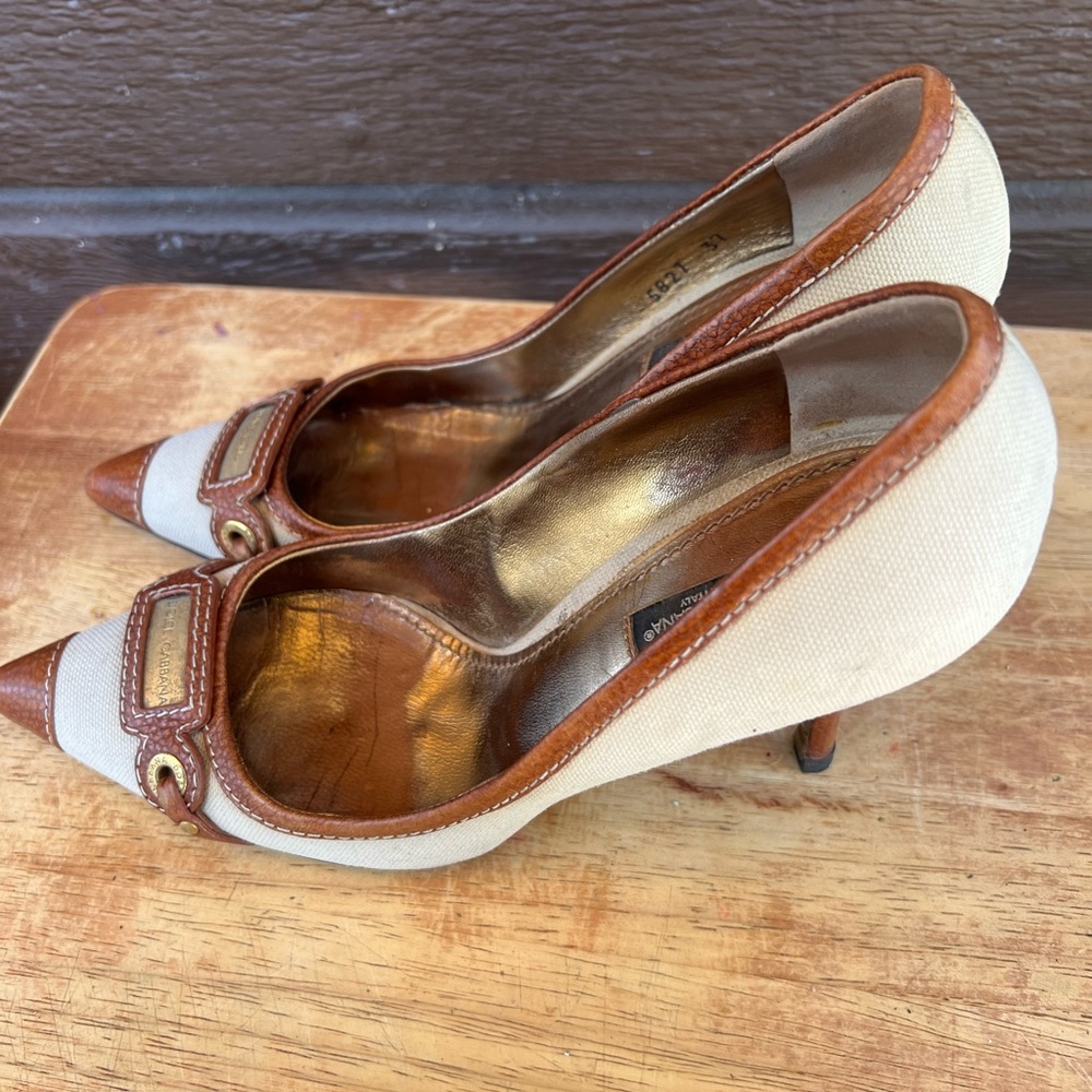 Dolce & Gabbana Cream and Brown Heels